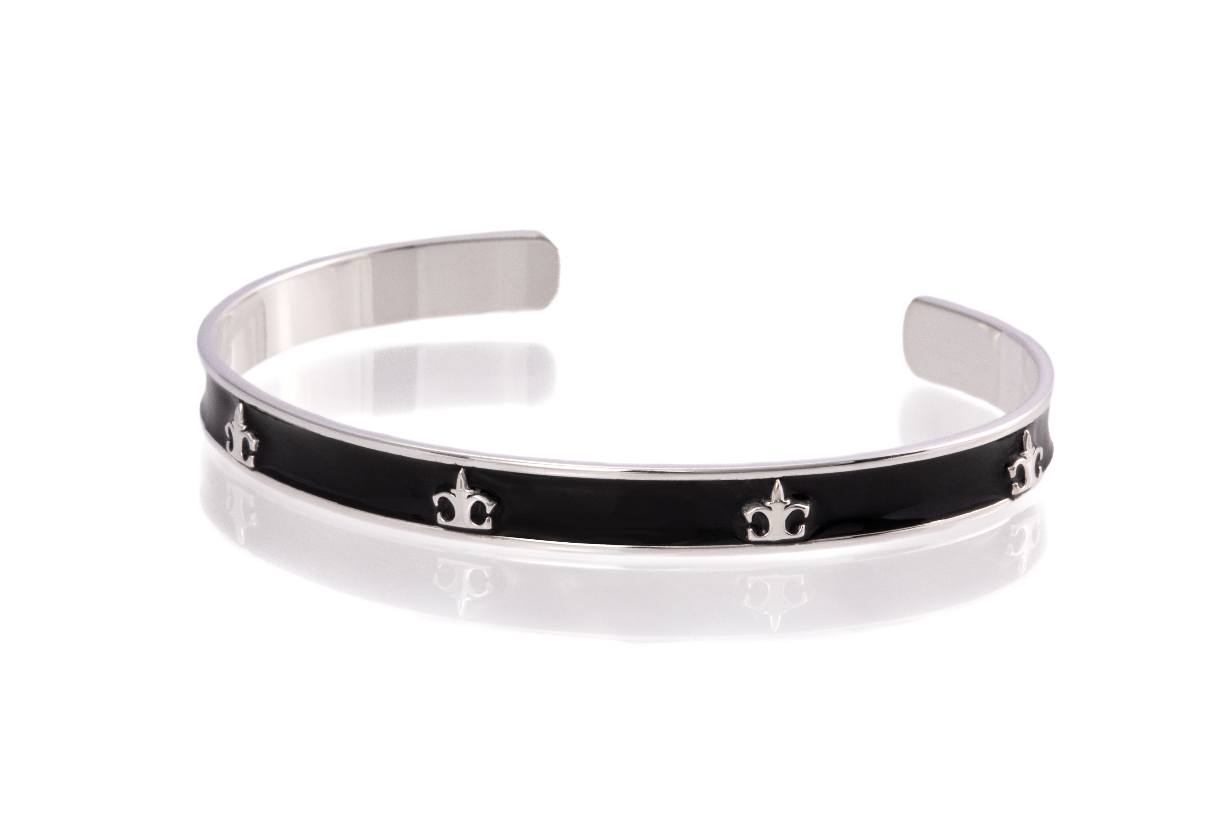 1/4 " Black enamel enlay cuff with logo ,