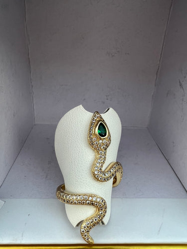 Snake c.z. one size fits all ring , 28k. plated ring . high guality ring . statement ring 